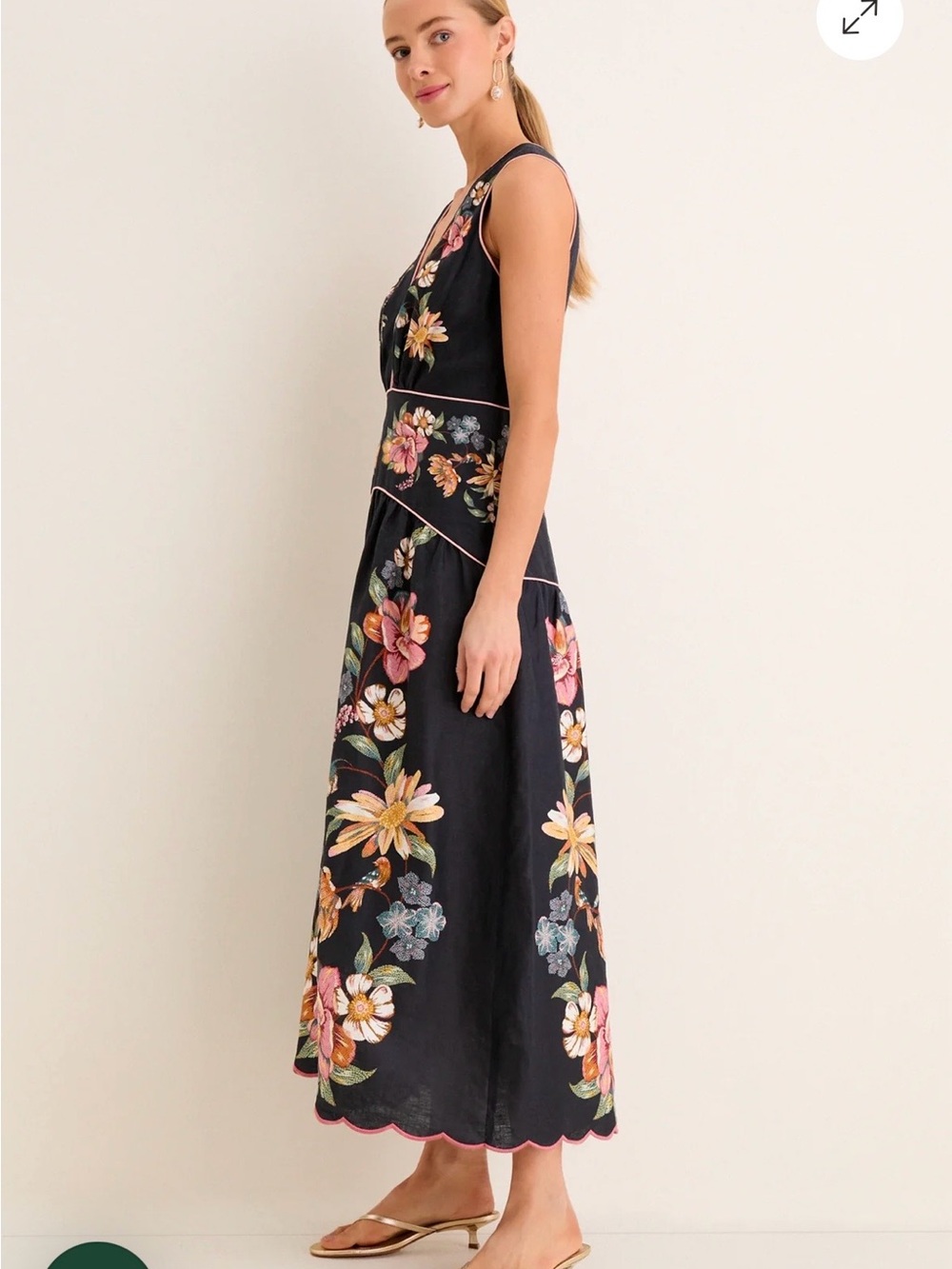 FARM Rio Maira Floral Dark Blue Midi Dress - Picture 4 of 12